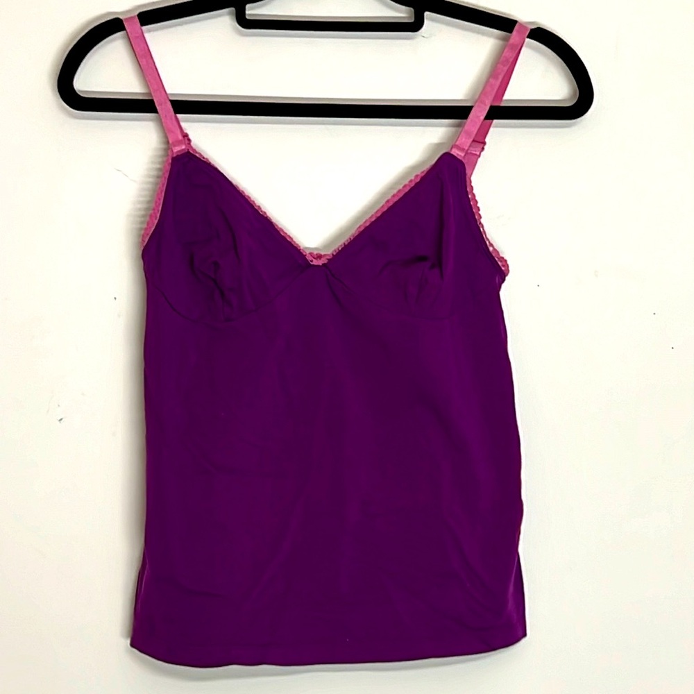 🌞 Avon purple & pink trim & straps on cami tank top adjustable straps women S